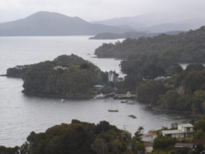 Elevated view of Stewart Island, New Zealand.